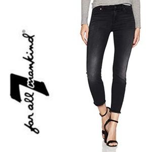 7 for all mankind black anckle skinny jeans 25